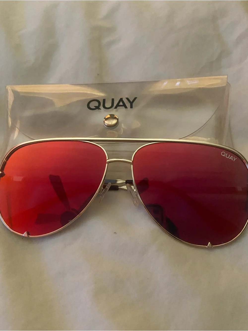 Quay Australia Red Aviator Sunglasses
